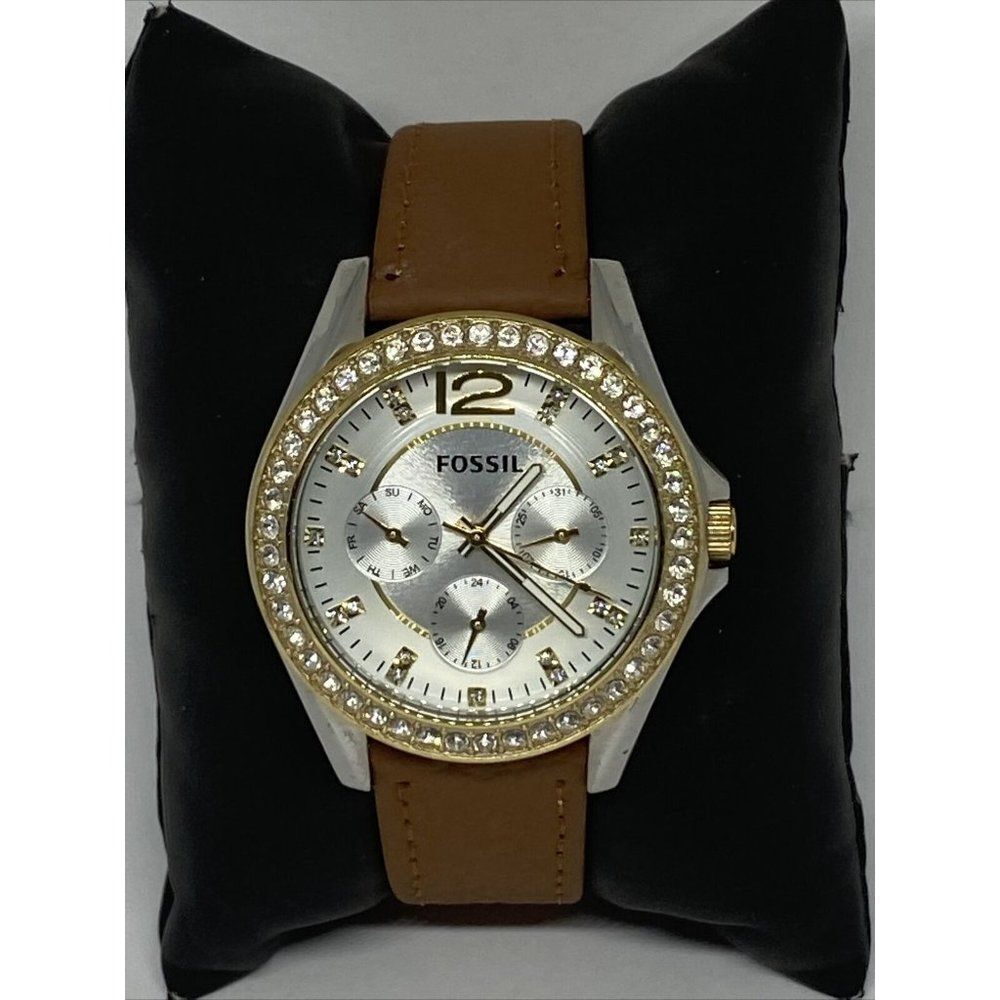 Fossil Riley ES3204 Women's Brown Leather Analog S